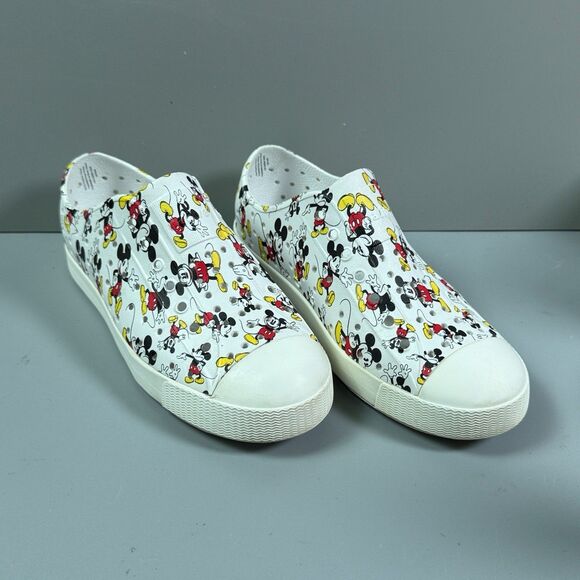 Native x Disney Mickey Mouse Shoes Jefferson Slip-On Kids J3 Womens Sz 5 White - Picture 1 of 9